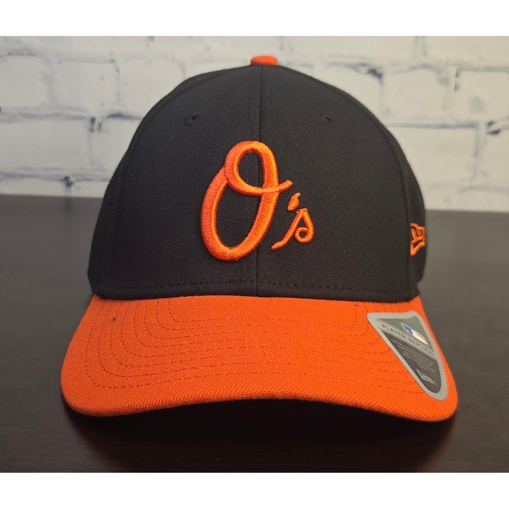 New Era Baltimore Orioles Player Replica 39THIRTY Flex Hat Large XL Black Orange